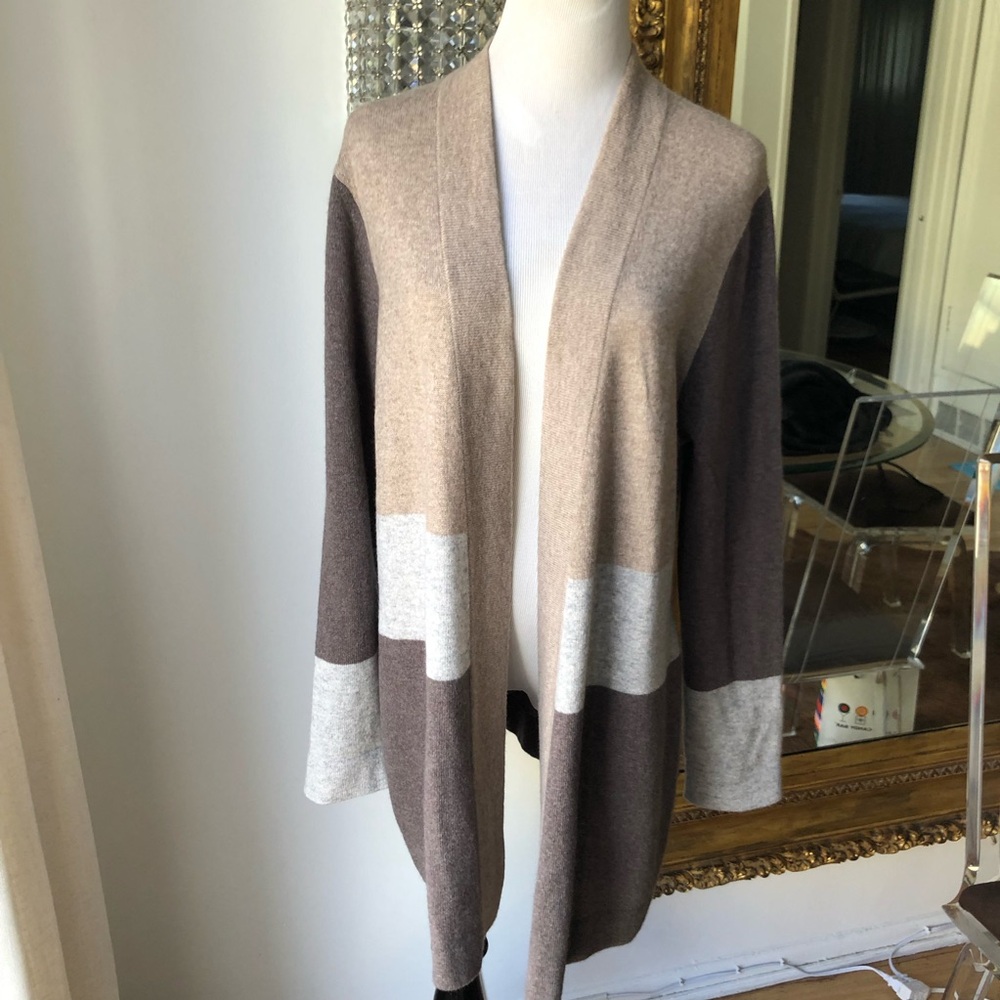 Cashmere charter club luxury multi color long cardigan size XL